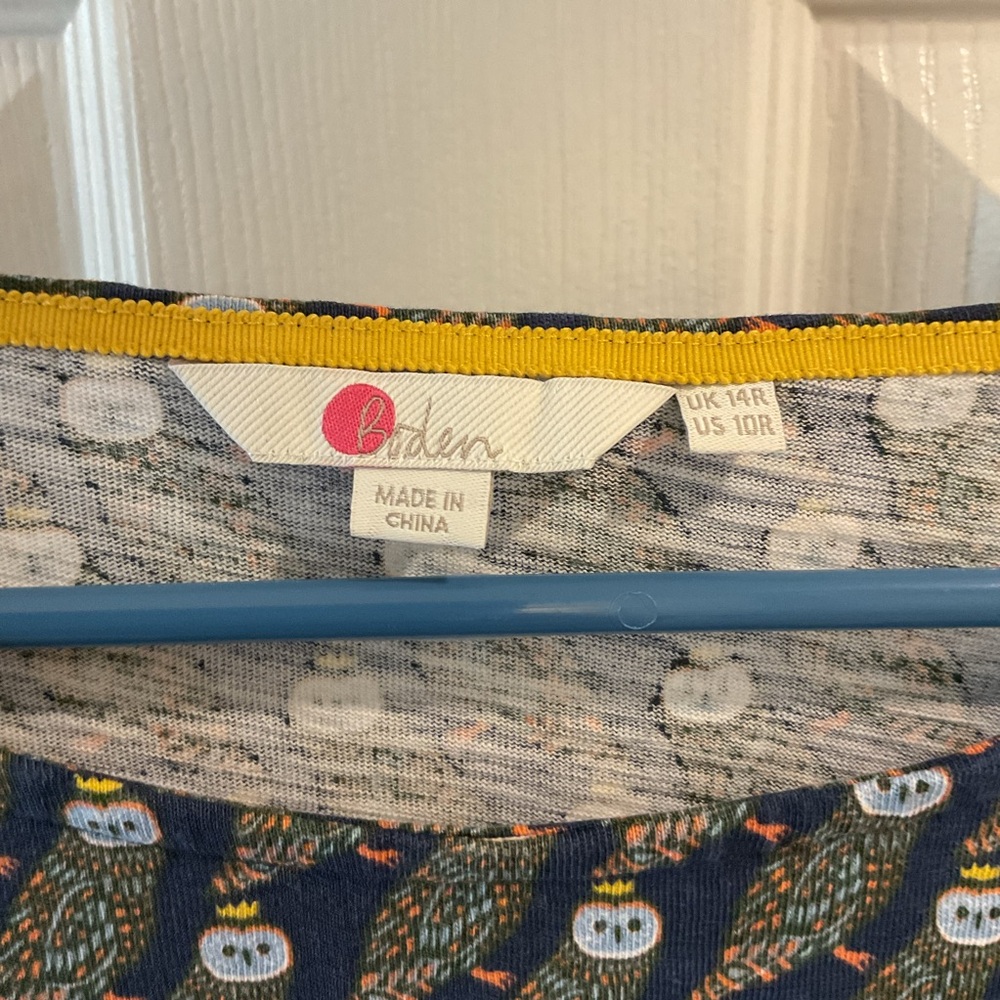 Boden regal owl navy penny jersey dress pockets unlined 3/4 sleeve size 10 vguc - Picture 4 of 8
